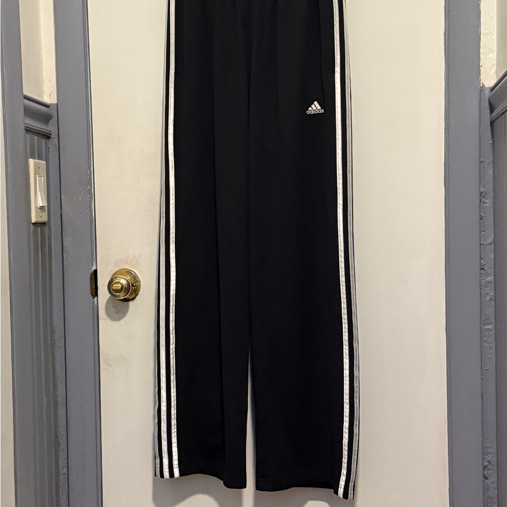 Adidas Black Track Pants with White Stripes - Picture 2 of 5